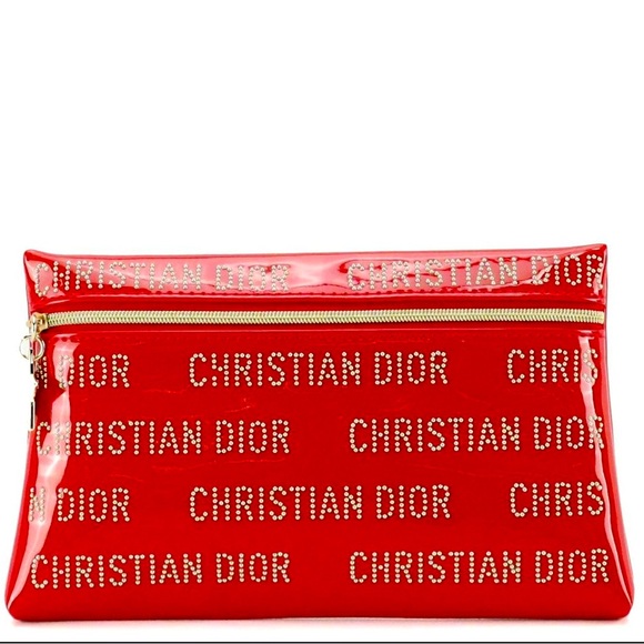 Dior Limited Edition Lipstick Red & Gold Makeup/Cosmetic Pouch - Authentic - Picture 1 of 5